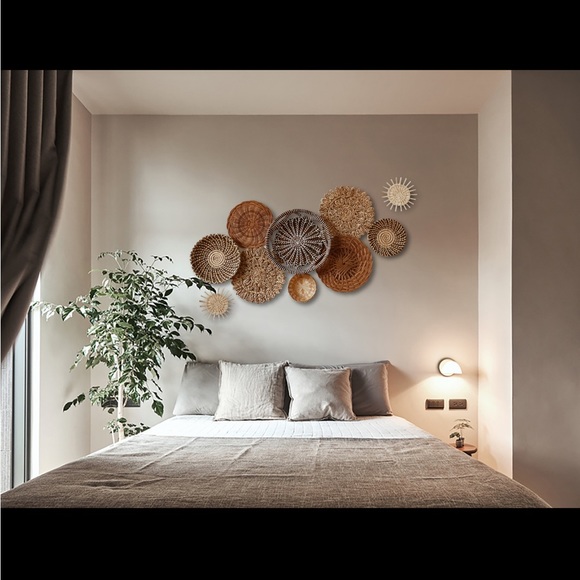 Set of 10 Seagrass Wall Basket For Wall Decor, Natural African Baskets - Picture 7 of 11